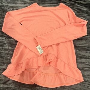 Coral Long Sleeve Ruffle Hem Pj Top Size S by Gilligan O Malley